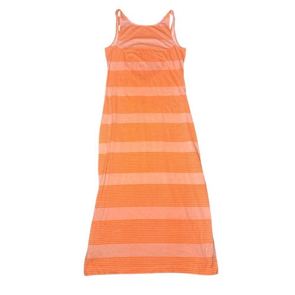 Hurley Striped Maxi Dress XS Orange Peach Cotton Modal Scoop Back Beach Summer
